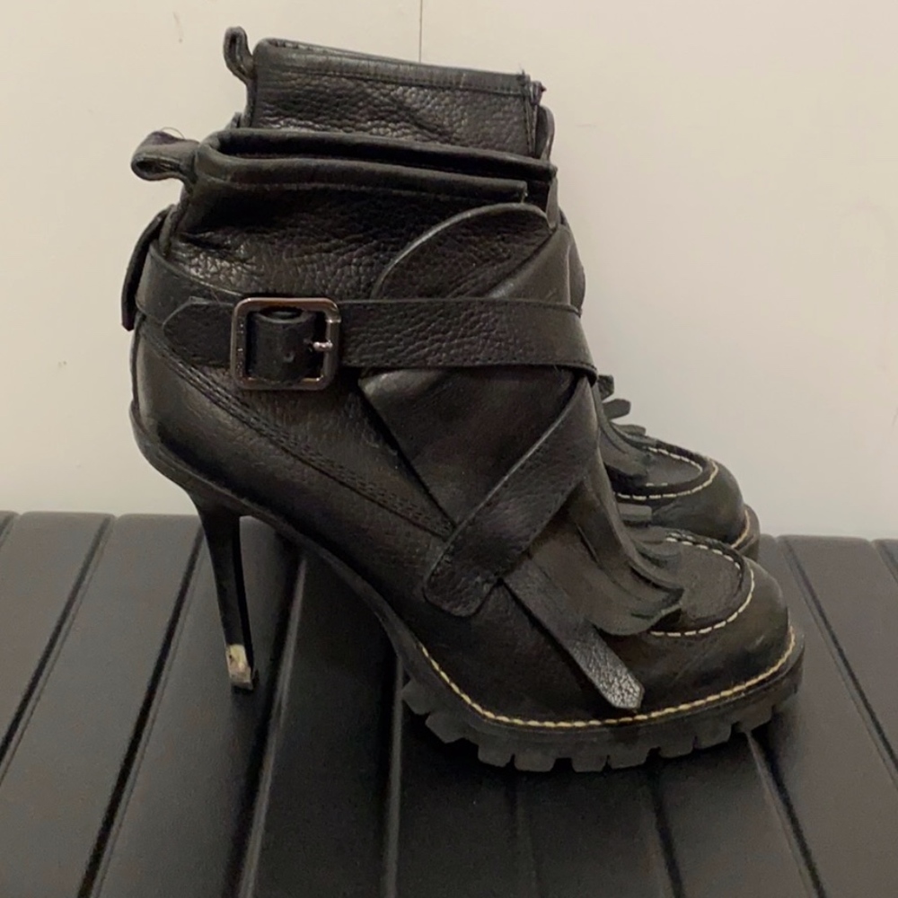 Tory Burch Pebble Leather Loafer Stiletto Booties - Picture 3 of 7